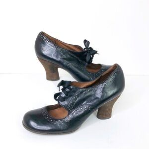 Naya by Anthropologie, black leather Mary Jane laced front shoes